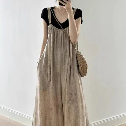 [BUNJANG] Linen Wide Jumpsuit / 여름감성 오트베이지 내츄럴 린넨 와이드 점프수트