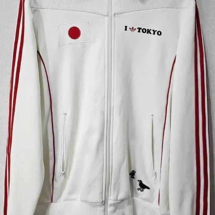 [BUNJANG] Adidas Tokyo White/Red Track Top Full Zip Jersey M / 아디다스 일본 도쿄 TOKYO 흰빨 트랙탑 져지집업 95/M