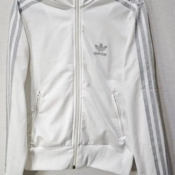 [BUNJANG] Adidas Big Logo White Silver Track Top Zip-Up Jacket Size S / 아디다스 대장 화이트실버 트랙탑 져지집업 90/S
