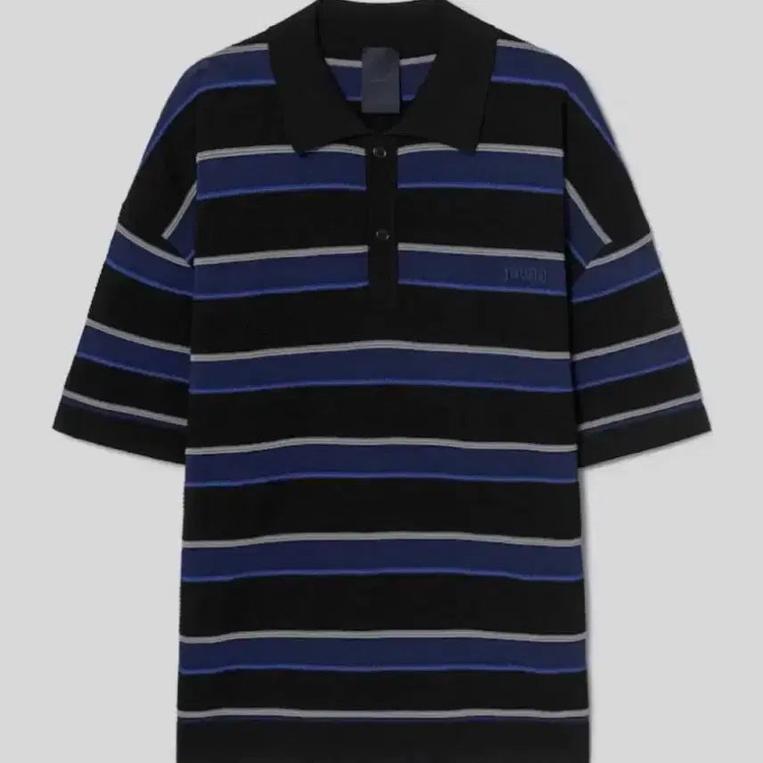 [BUNJANG] Junji SS26 Stripe Knit Short Sleeve Blue / [L] 준지26ss 스트라이프 티칼라 니트 숏슬리브 블루 새상품