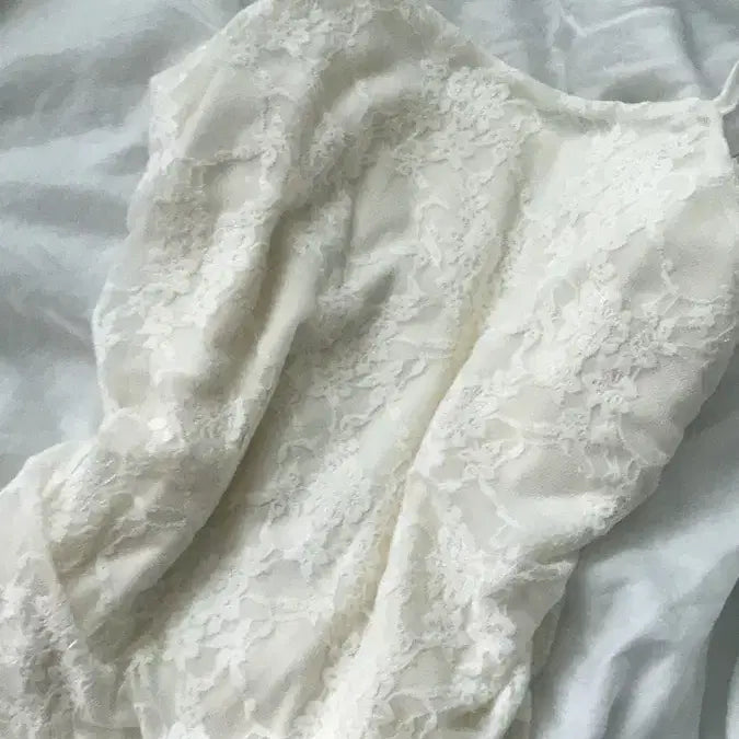 [BUNJANG] Lace Asymmetrical Shirring Dress / 레이스 언발 셔링 원피스 나시