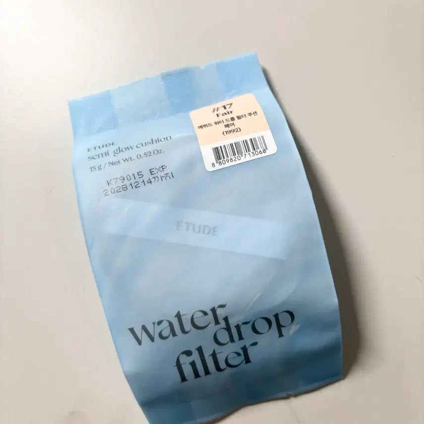 [BUNJANG] Etude Water Drop Filter Cushion Semi Glow Foundation SPF50+ PA+++ Refill (Shade 17 Fair) / 에뛰드 워터 드롭 필터 쿠션 세미글로우 파운데이션 17호 페어 리필