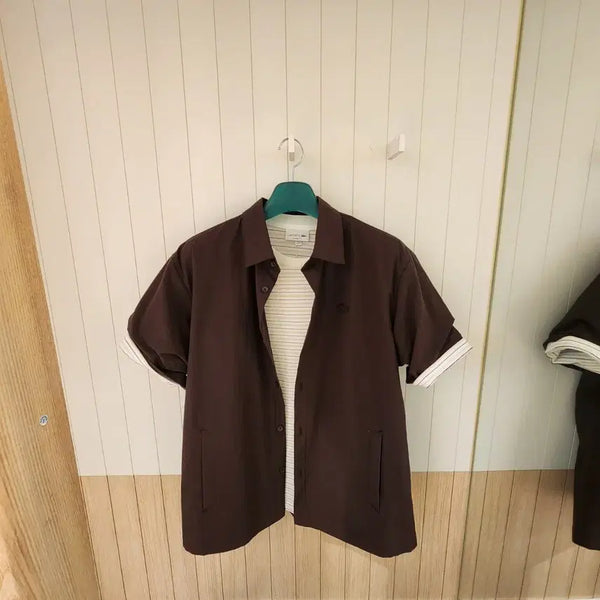 [BUNJANG] Lacoste Men's Outer-Style Short-Sleeve Shirt (Shacket) / (새상품) 라코스테 남성 아우터형 반팔 셔츠 (셔켓)