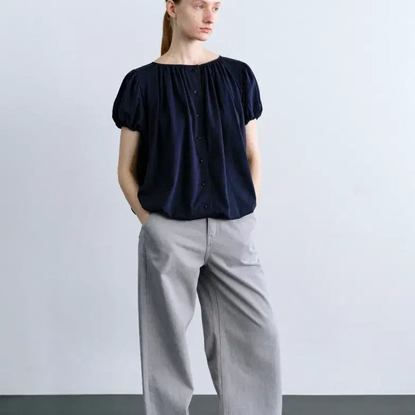 [BUNJANG] Mundal Daphne Volume Top Navy / 문달 Daphne Volume Top in Navy