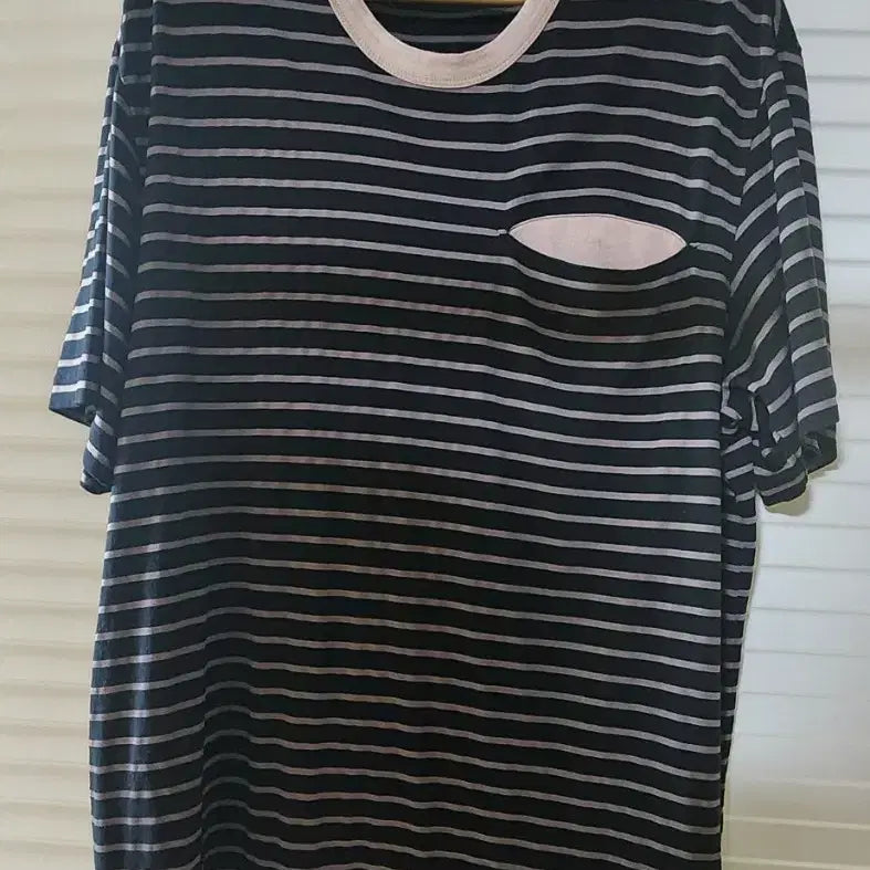 [BUNJANG] SYSTEM HOMME Stripe Pocket Short Sleeve T-Shirt / (시스템옴므) 스트라이프 포켓 반팔 티셔츠