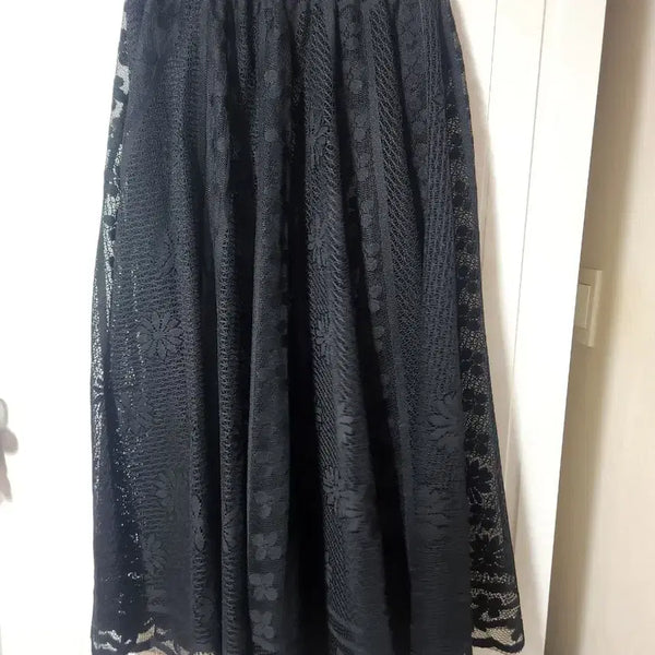 [BUNJANG] Black Lace Long Skirt / 블랙 레이스 롱 스커트.새상품