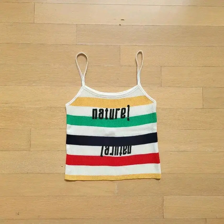[BUNJANG] Rainbow Camisole Knit Tank Top / 캐미솔 끈나시 니트 바캉스 무지개