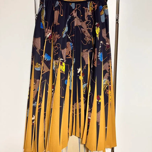 [BUNJANG] Time Postmodern Pleated Skirt / 타임 포스트모던 플리츠 스커트 허리밴딩 55