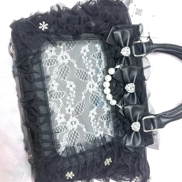 [BUNJANG] Ank Rouge Ita Bag Tulip Frill Mini Black / Ank rouge 앙크루즈 이타백 튤프릴 튤 프릴 블랙 미니 소형 양도
