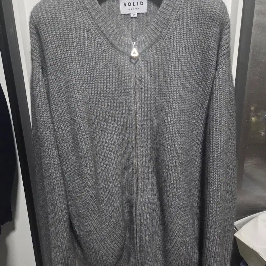 [BUNJANG] Solid Homme Zip-Up Knit Grey / 솔리드옴므 집업 니트 그레이 새상품입니다