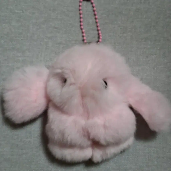 [BUNJANG] Pink Faux Fur Bunny Charm / 3 핑크색 퍼 소재 토끼 키링