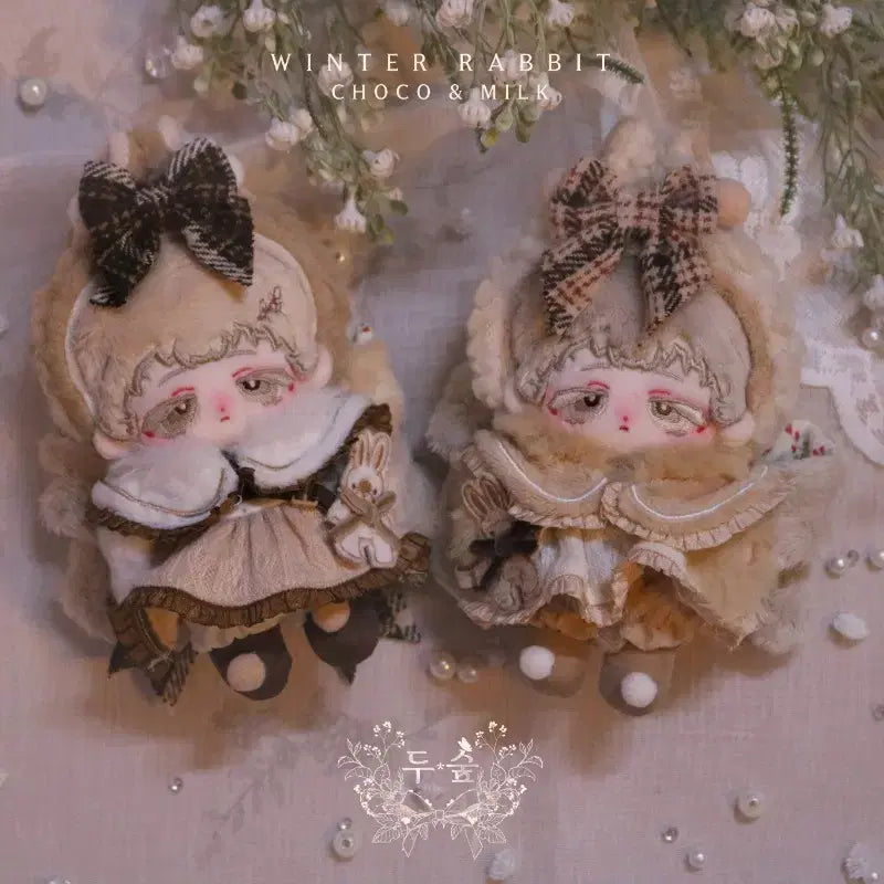 [BUNJANG] 10cm Doll Clothes Dusoop Winter Rabbit Choco & Milk Bundle Set / 10cm 인형옷 두숲 겨울토끼 초코&밀크 일괄