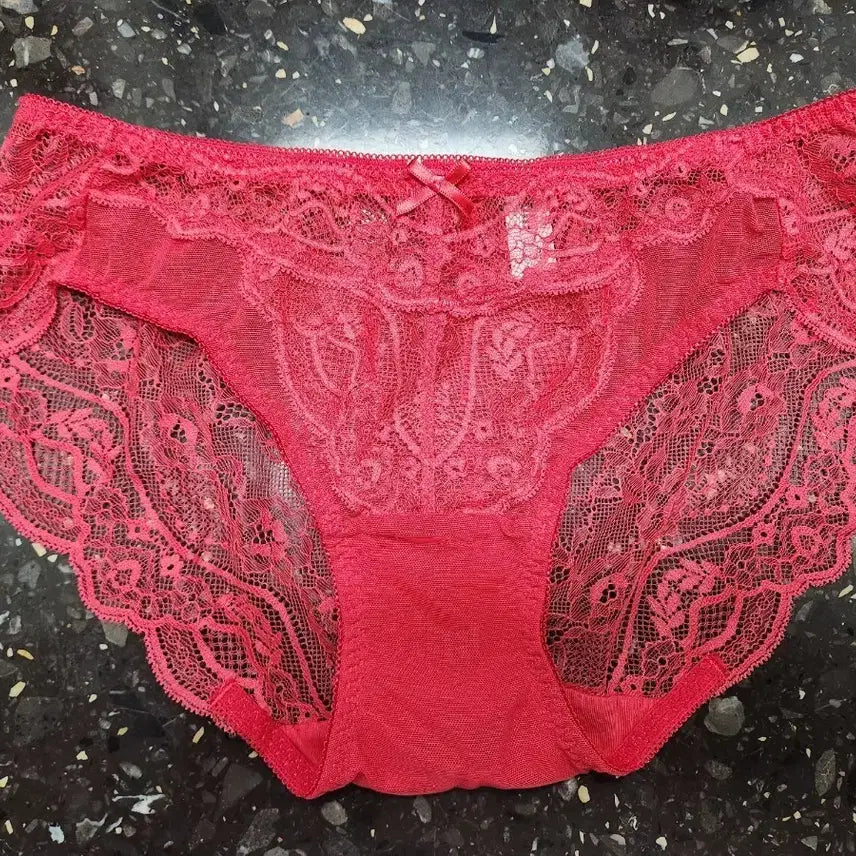 [BUNJANG] Red Flower Women's Panty - Size M / 레드 플라워 여성팬티 - 중고