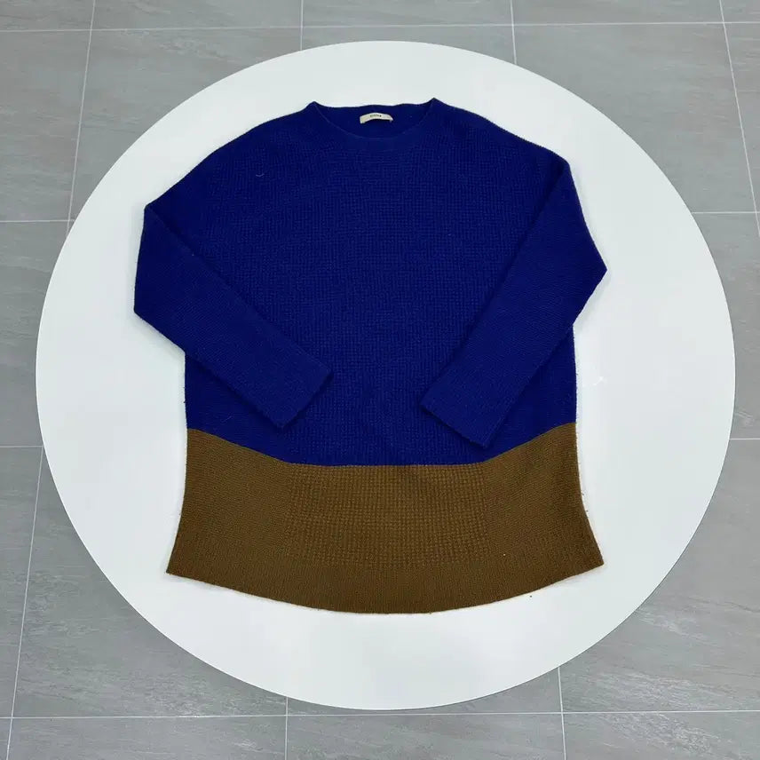 [BUNJANG] System Two-Tone Color-Block Waffle Knit Sweater Size 90 / SYSTEM 시스템 한섬 투톤 배색 와플 니트 스웨터 90