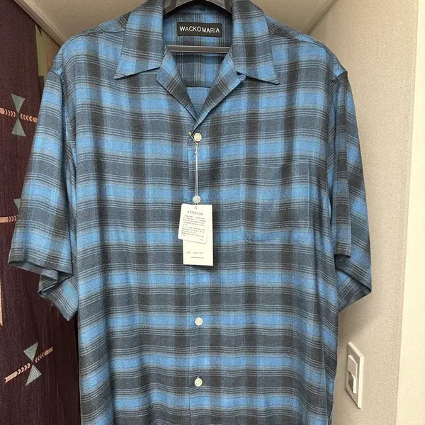 [BUNJANG] Wackomaria 26ss Ombre Check Open Collar Shirt XL / (XL) 새상품 와코마리아 26ss 옴브레체크 오픈카라 셔츠