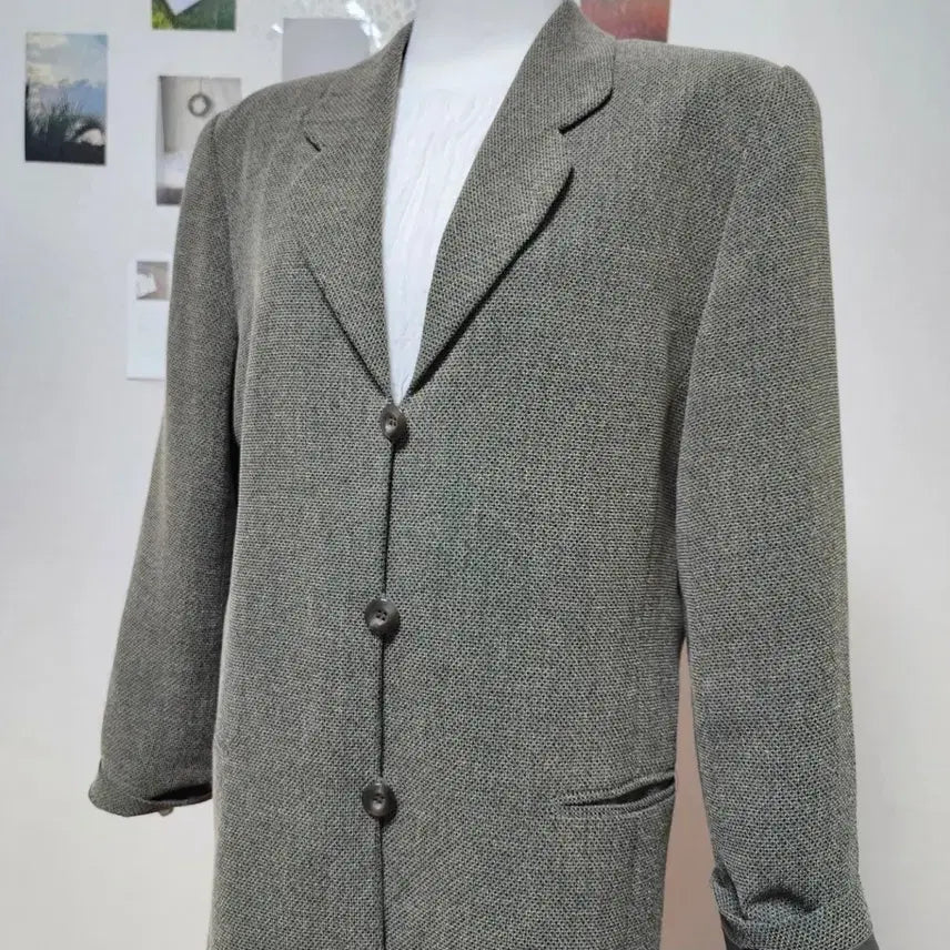 [BUNJANG] Bellhouse Vintage Khaki Poly Outer Jacket Coat Women's / 일본 벨하우스 빈티지 카키 폴리 아우터 자켓 코트 여성
