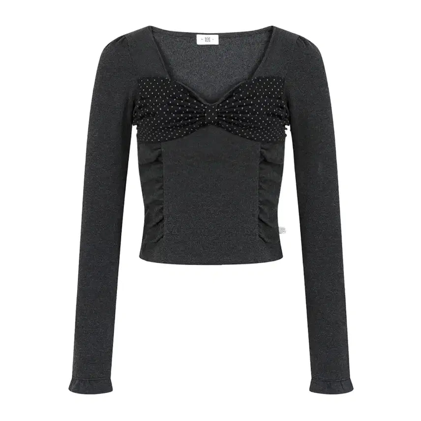 [BUNJANG] Dainy Sugar Top Charcoal Long Sleeve T-Shirt / 데이니 슈가탑 차콜