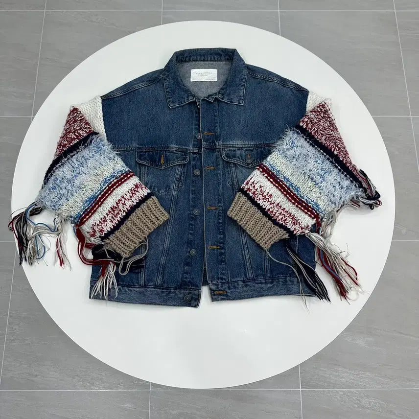 [BUNJANG] Zara Women's Knit Sleeve Denim Jacket M / 자라 니트 슬리브 데님자켓 니트소매 M 95