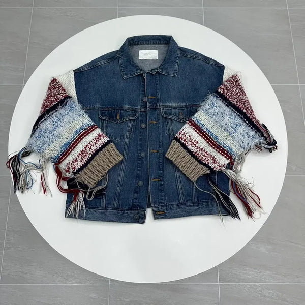 [BUNJANG] Zara Women's Knit Sleeve Denim Jacket M / 자라 니트 슬리브 데님자켓 니트소매 M 95