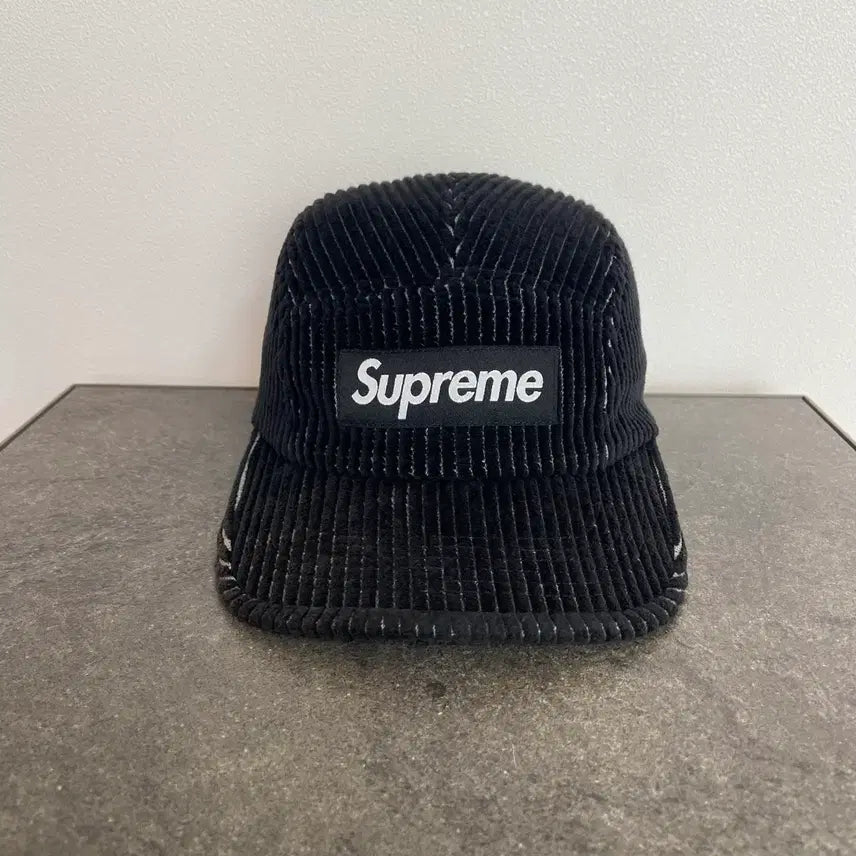 [BUNJANG] Supreme 23SS Two-Tone Corduroy Box Logo Camp Cap Hat / (OS) 슈프림 박스로고 캠프캡 모자 23SS 투톤 코듀로이 블랙