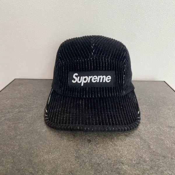 [BUNJANG] Supreme 23SS Two-Tone Corduroy Box Logo Camp Cap Hat / (OS) 슈프림 박스로고 캠프캡 모자 23SS 투톤 코듀로이 블랙