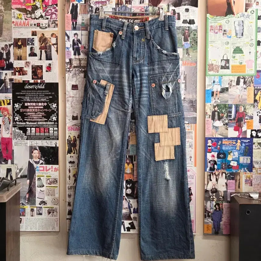 [BUNJANG] Vintage Patch Detail Bootcut Denim Pants / 빈티지 패치 포인트 부츠컷 데님팬츠