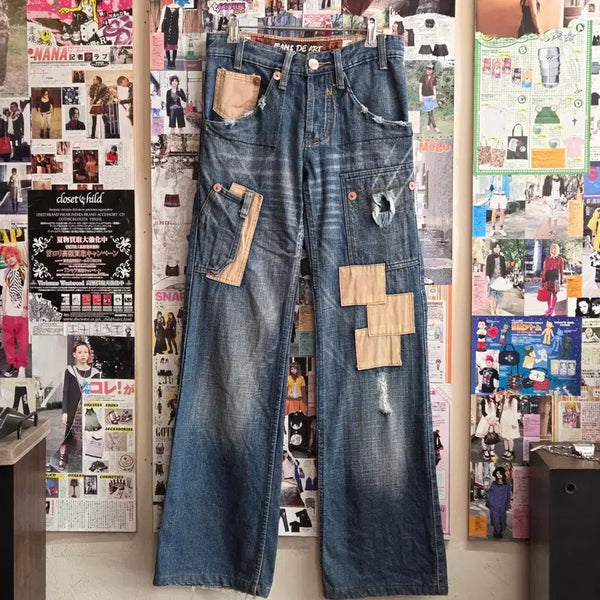 [BUNJANG] Vintage Patch Detail Bootcut Denim Pants / 빈티지 패치 포인트 부츠컷 데님팬츠