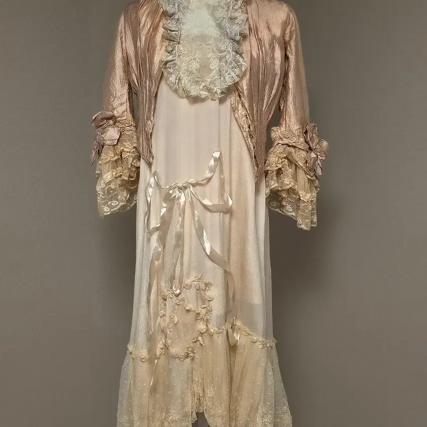 [BUNJANG] Antique Silk Moire Lace Bodice Jacket / 앤틱 실크 모아레 레이스 보디스 자켓