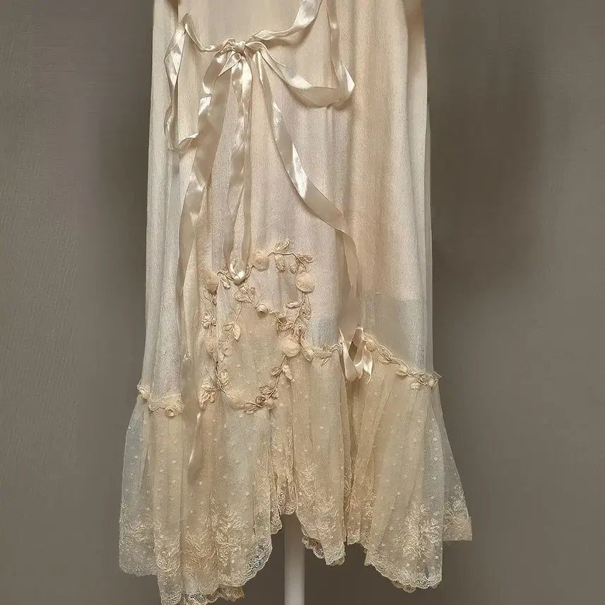 [BUNJANG] Antique Ribbonwork Rose Lace Skirt / 앤틱 리본워크 장미 레이스 스커트