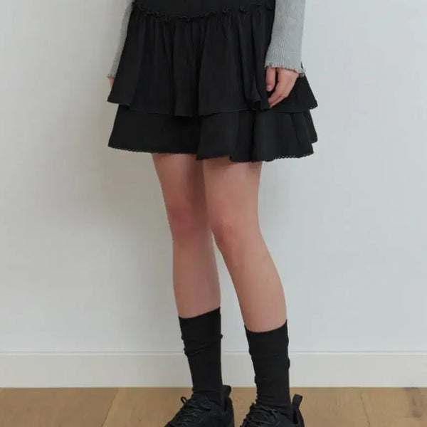 [BUNJANG] Riel Fleur Mini Skirt Black S / 리엘 플레르 미니 스커트 블랙 S
