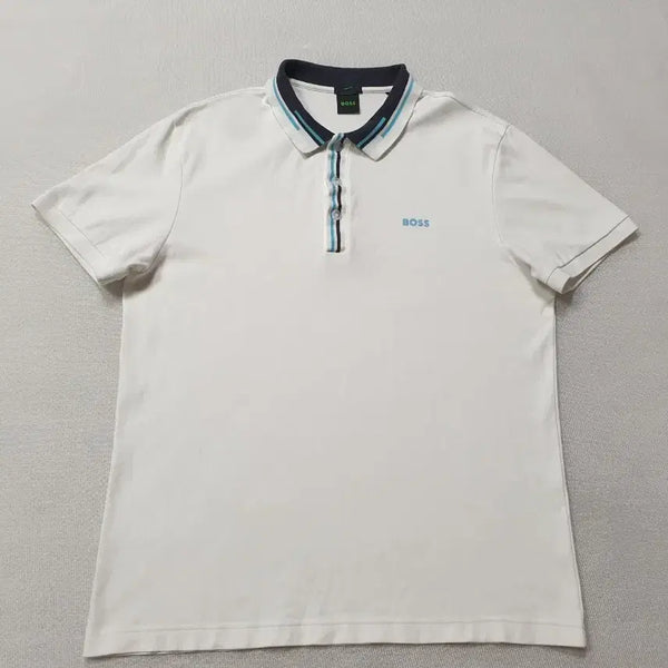 [BUNJANG] Hugo Boss Men's White Short Sleeve Polo Shirt Size 100 / BOSS 휴고보스 반팔 카라티 화이트 100