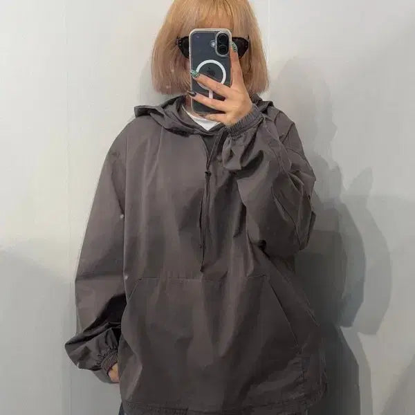 [BUNJANG] M YOUTH Oversized Woven Hooded Shirt Brown / M YOUTH 유스 오버핏 우븐 후디드 셔츠 브라운