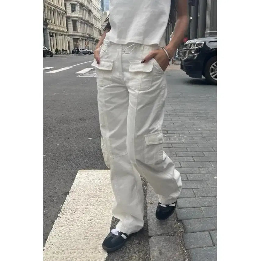 [BUNJANG] Brandy Melville Kim Cargo Pants White Y2K / 브랜디멜빌 킴 카고 팬츠 화이트 y2k