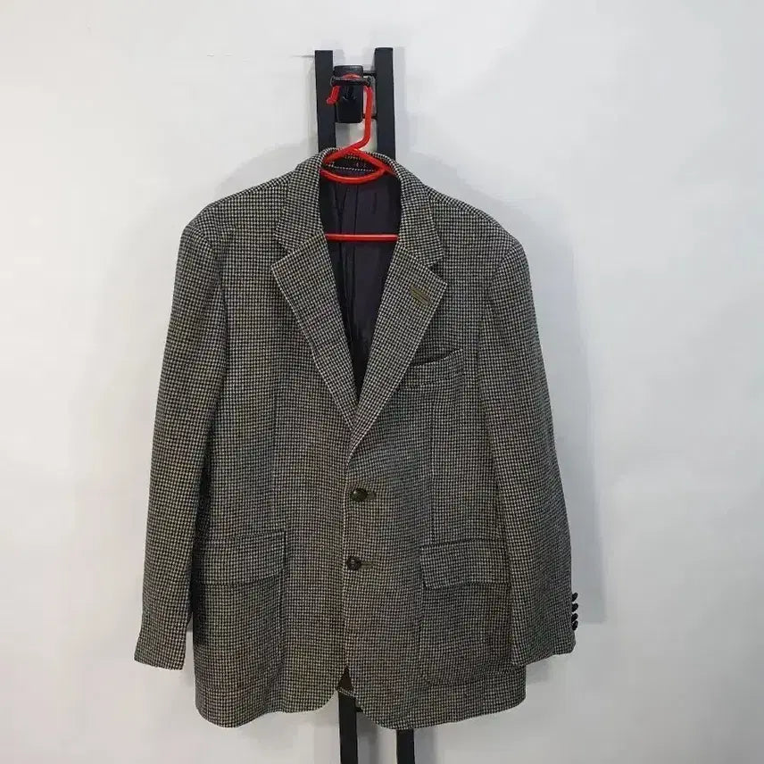 [BUNJANG] Daks Wool Cashmere Houndstooth Check Blazer with Elbow Patches / 닥스 블레이저 울 캐시미어 엘보우패치 하운드투스 체크 자켓 100