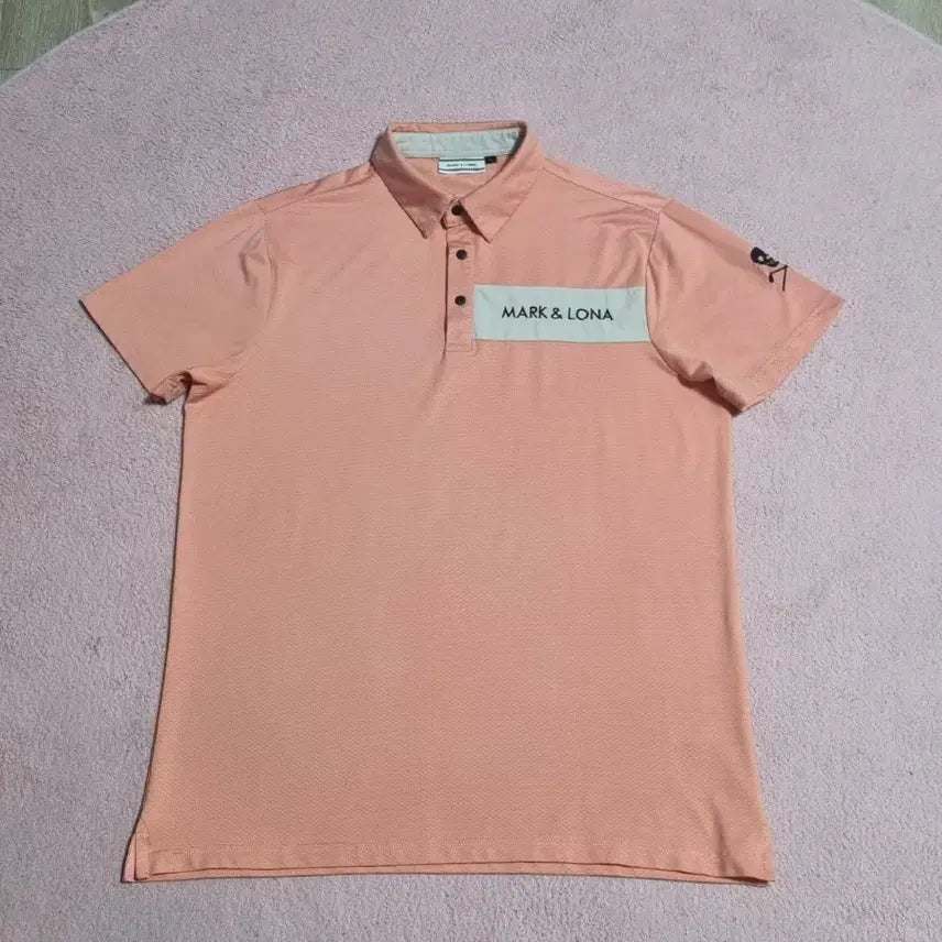 [BUNJANG] MARK & LONA Peach Pink Logo Embroidery Golf T-Shirt Size 100 / 마크앤로나 골프 티셔츠 100