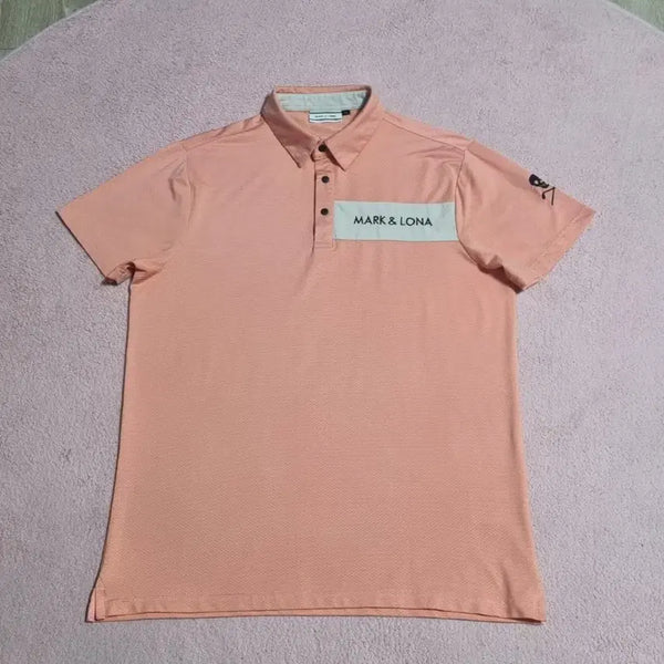 [BUNJANG] MARK & LONA Peach Pink Logo Embroidery Golf T-Shirt Size 100 / 마크앤로나 골프 티셔츠 100