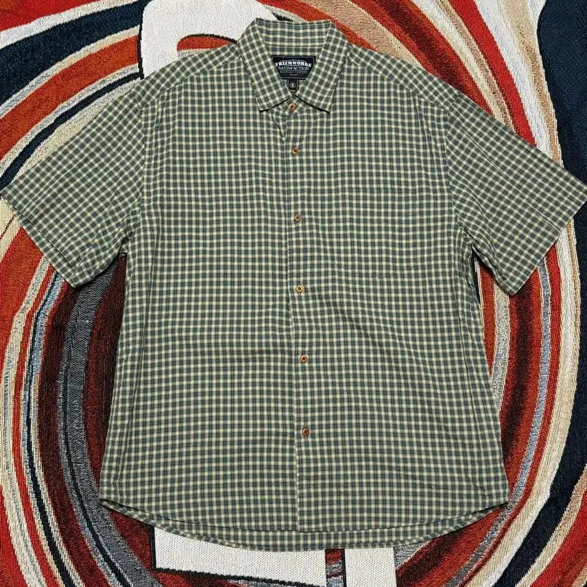 [BUNJANG] PRISM WORKS Cotton Check Relaxed Half Shirt Size S / 프리즘웍스 코튼 체크 릴렉스드 하프 셔츠 S