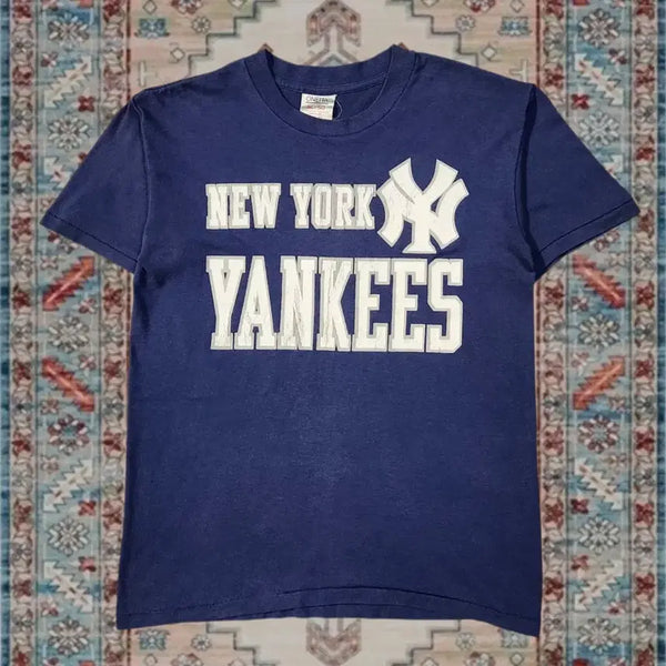 [BUNJANG] Made in USA 80s Vintage MLB New York Yankees Big Logo T-Shirt / Made in USA 80s 빈티지 MLB 뉴욕 양키스 빅로고 티셔츠
