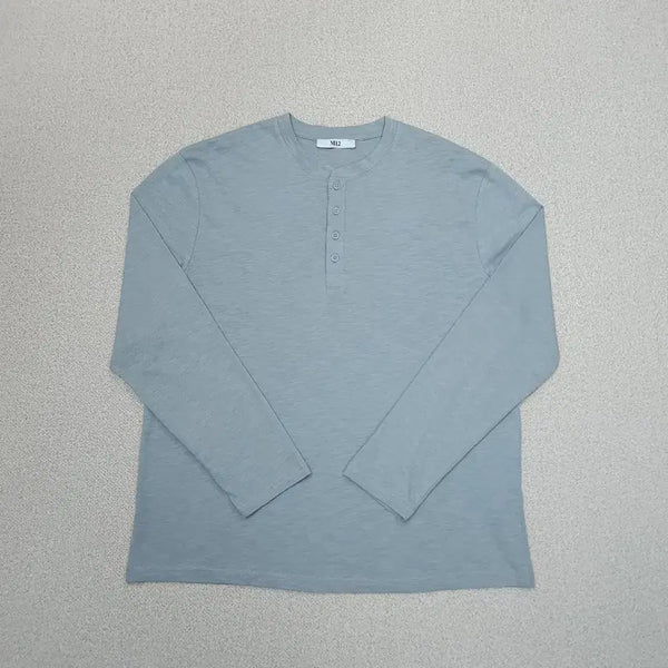 [BUNJANG] M12 Men's Henley Neck Long Sleeve T-Shirt / (105)M12 남자 헨리넥 긴팔 티셔츠 롱슬리브 봄 가을 W4267