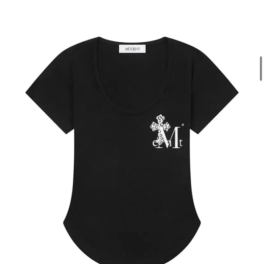 [BUNJANG] MUSEENT Sahara Leopard Cross Bag Logo U-Neck T-Shirt Black / 새상품) 무센트 사하라 호피 십자사 백 로고 유넥 굴림 반팔티 블랙