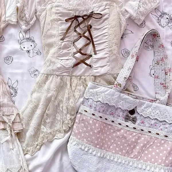 [BUNJANG] Axixfarm Pink Princess Blouse + Jump Skirt Set / 핑크 프린세스 엑시즈팜 블라우스 + 점프 스커트