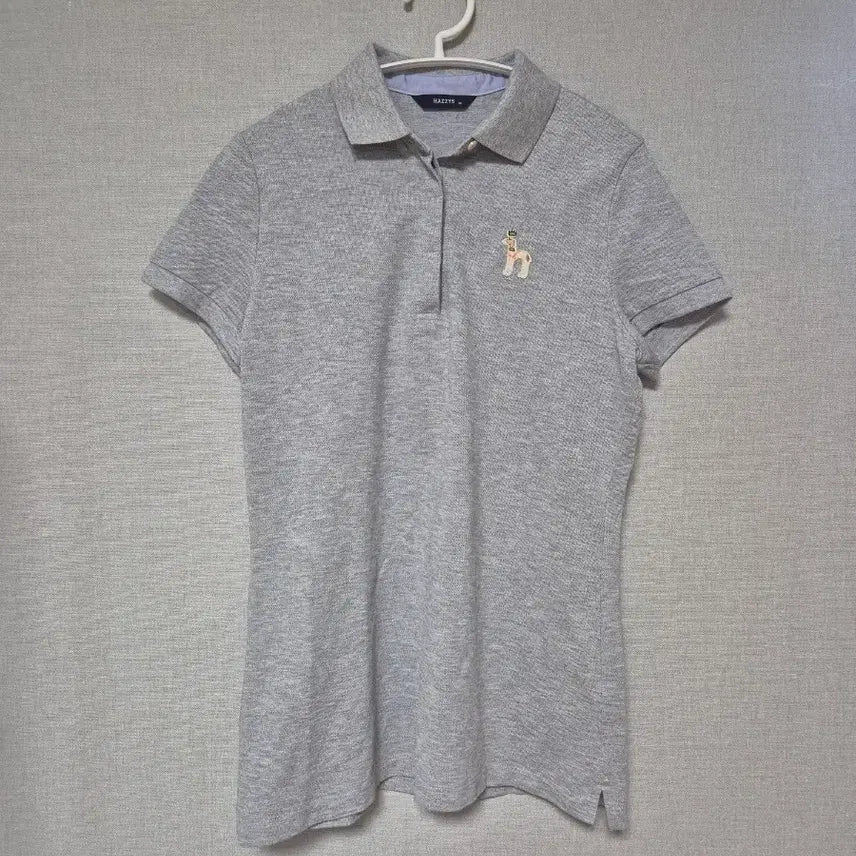 [BUNJANG] HAZZYS Grey Short-Sleeve Polo Shirt with Dog Embroidery / HAZZYS 반팔 카라티