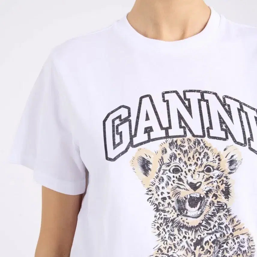 [BUNJANG] GANNI Leopard Graphic T-Shirt / 정품)GANNI 가니 레오파드 반팔 티셔츠