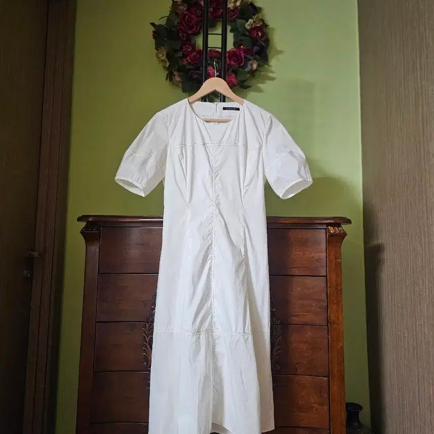 [BUNJANG] Nice Claup White Long Dress Puff Sleeve / 나이스클랍 바스락 원피스