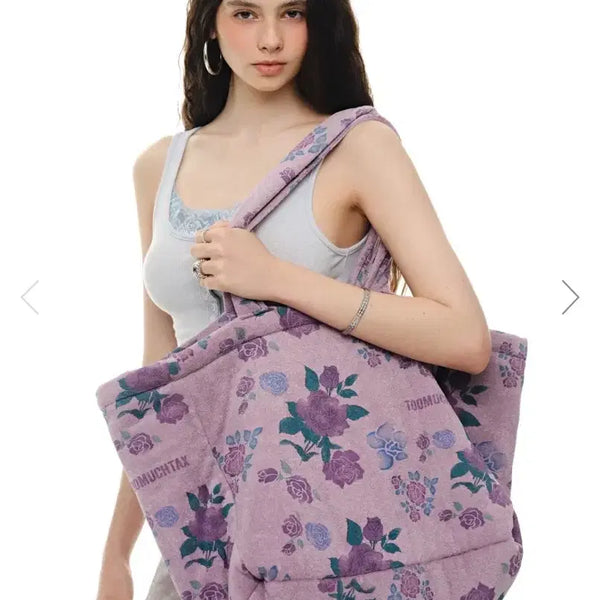 [BUNJANG] Too Much Tax Rose Stencil Terry Bag / 투머치택스 ROSE STENCIL TERRY BAG