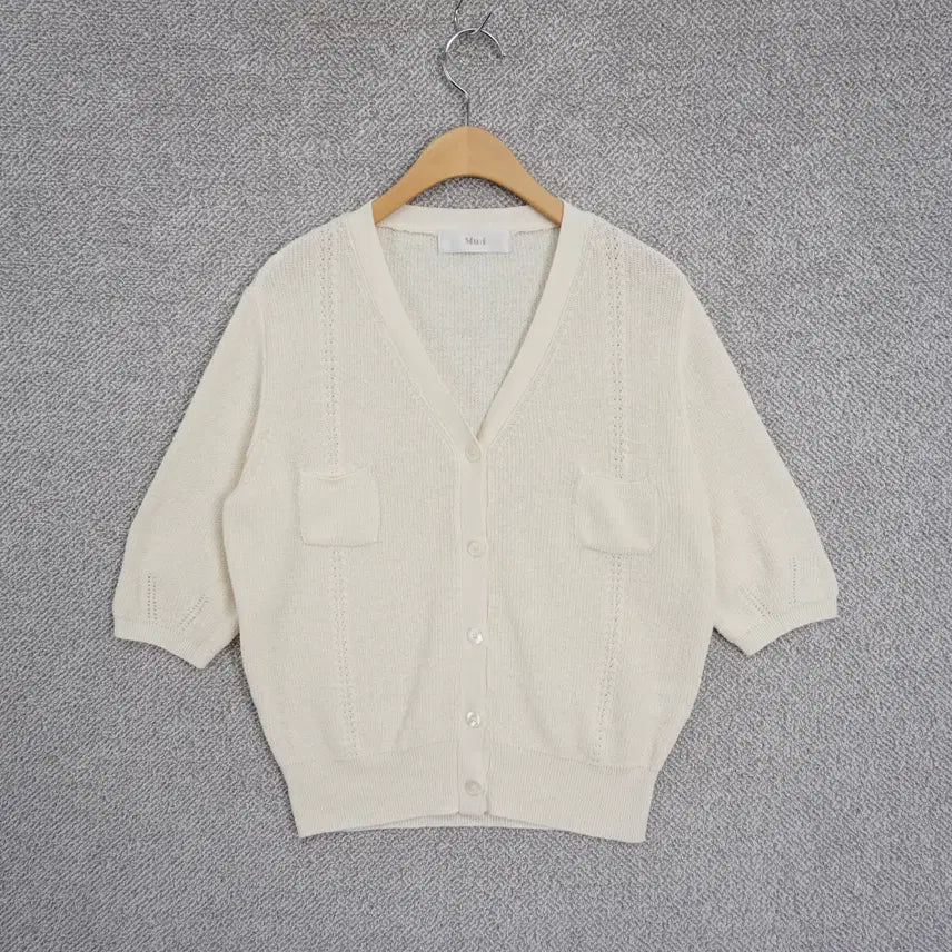 [BUNJANG] Mui Women's Summer 5-Sleeve Cardigan (Light Beige) / 무이 Mui 제평 여성 썸머 고슬고슬 5부 가디건 free