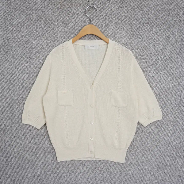[BUNJANG] Mui Women's Summer 5-Sleeve Cardigan (Light Beige) / 무이 Mui 제평 여성 썸머 고슬고슬 5부 가디건 free
