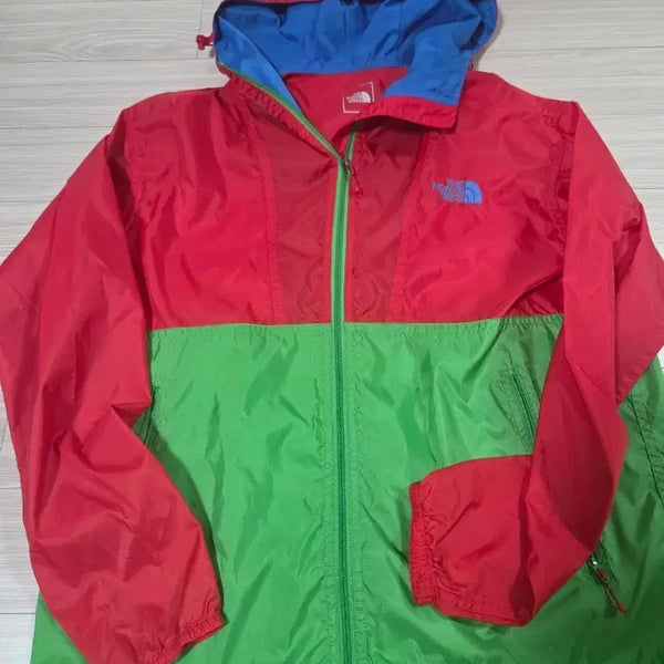 [BUNJANG] The North Face Windbreaker Jacket Red/Green / 노스페이스 바람막이 자켓 레드/그린