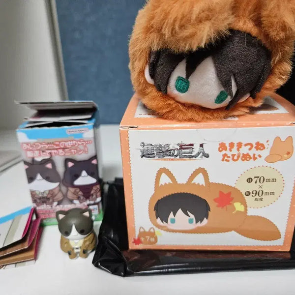 [BUNJANG] Attack on Titan Eren Akatsuki Kitsune MegaCat Plush Doll Figure Bundle / 진격의 거인 에렌 아키키츠네 메가캣 누이 인형 피규어 일괄