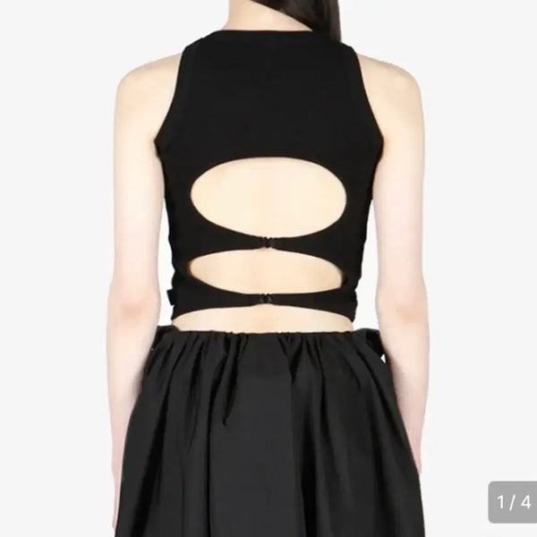 [BUNJANG] Unknown Blue Back Circle Sleeveless Top / 언노운블루 백서클 슬리브리스